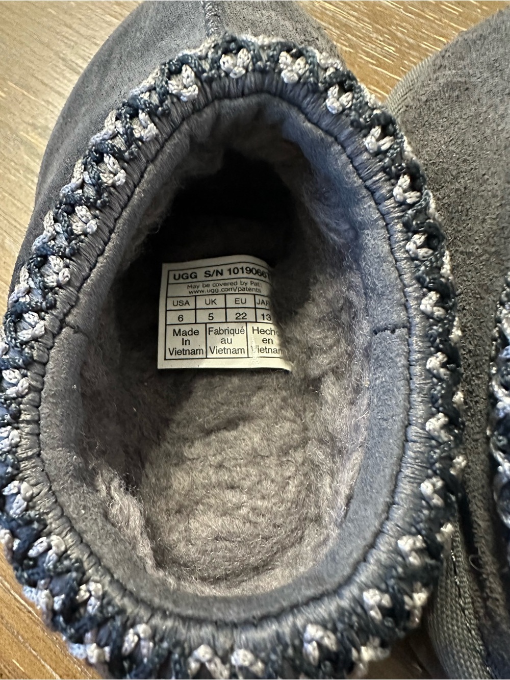UGG Grey Suede Shearling Moccasin Slipper